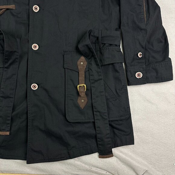 Kenzo Homme Mens Utility Coat XXL 2XL Belted Army black buckle pockets - Picture 6 of 14